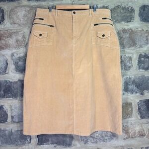 Denim 24/7 Womens Tan Corduroy Maxi Skirt Plus Size 22W Cargo Pockets Stretch